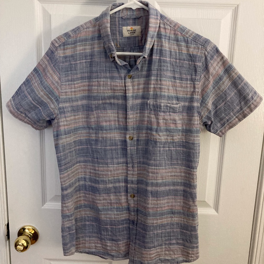 Marine Layer Skyline Short Sleeve Button Down Shirt - M